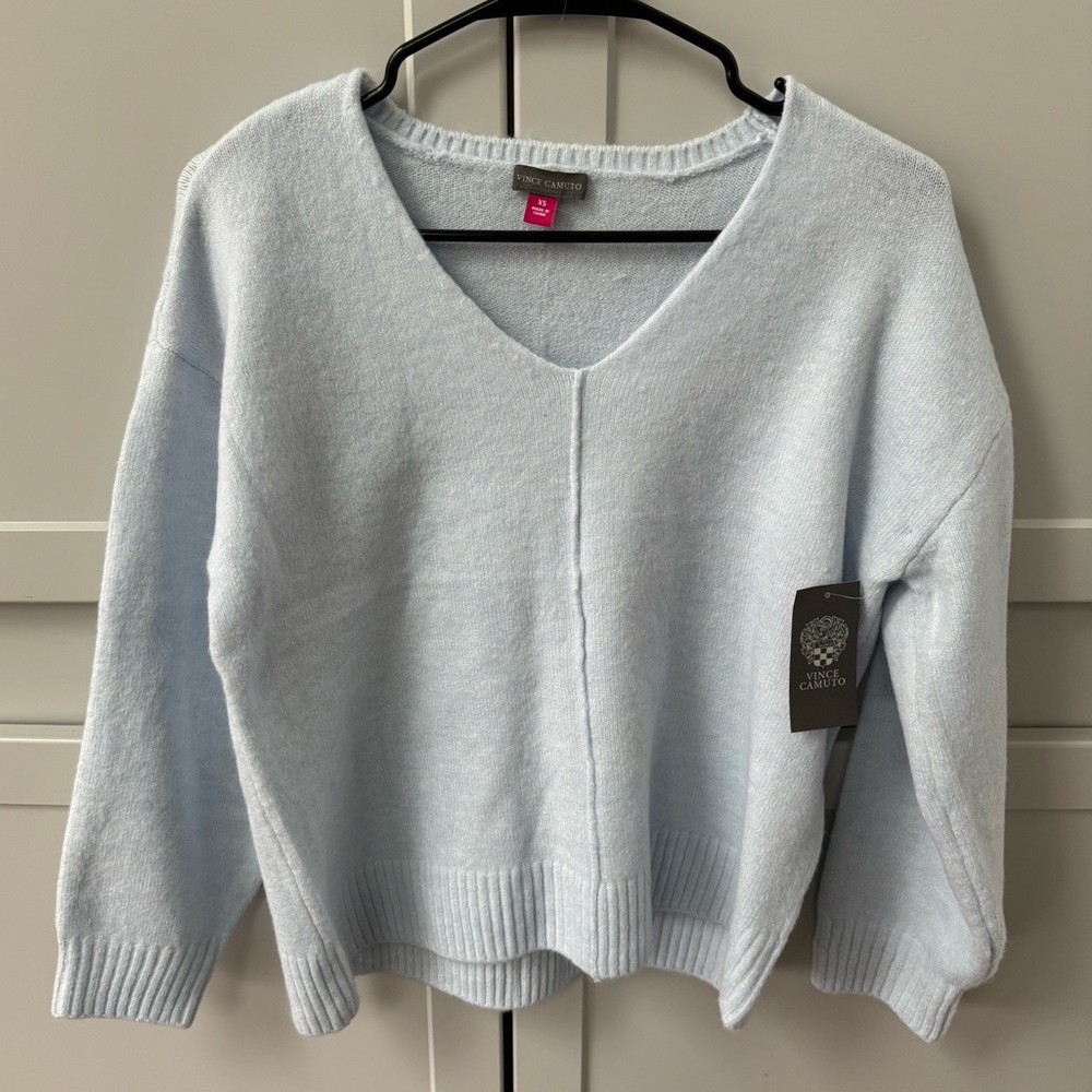 Light blue V-neck Vince Camuto sweater, size XS